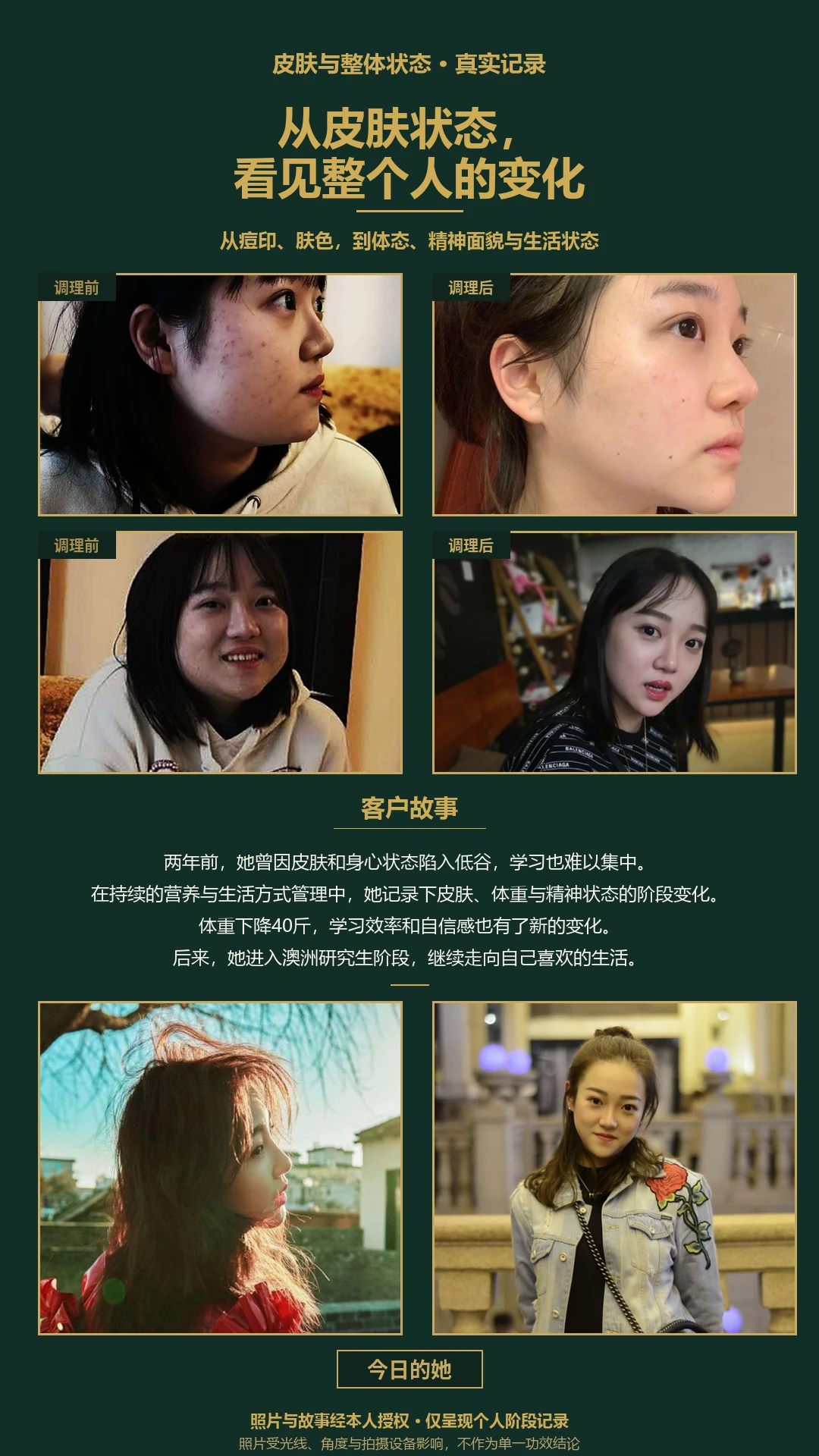 年轻女性皮肤、外观、精神面貌与生活状态的完整故事记录